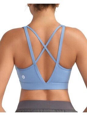 Women's Lake Blue High Impact Sports Bras for High Support Running Sports Bra